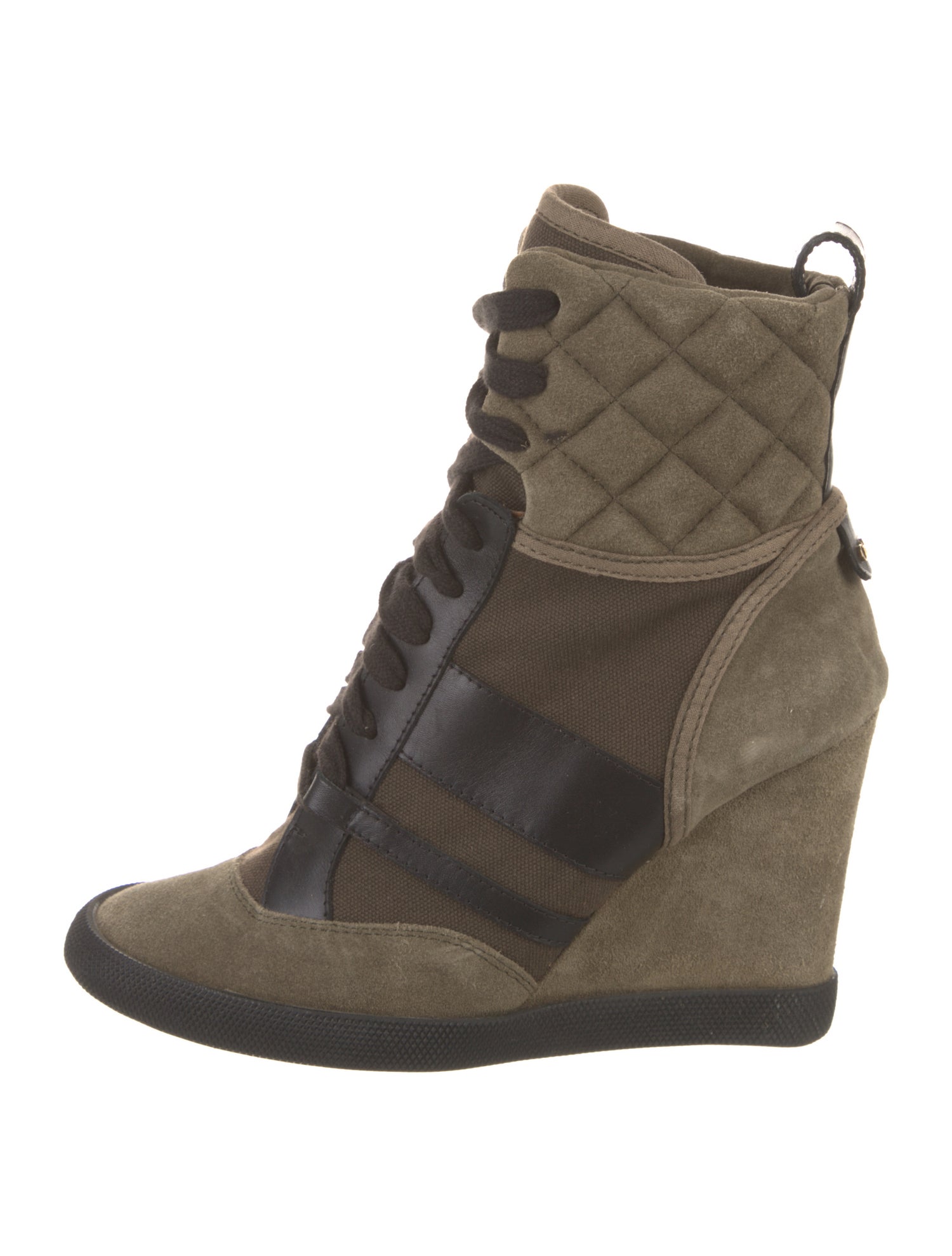 Chloé Suede Colorblock Pattern Lace-Up Boots