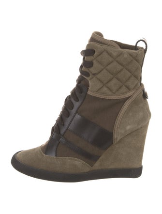 Chloé Suede Colorblock Pattern Lace-Up Boots