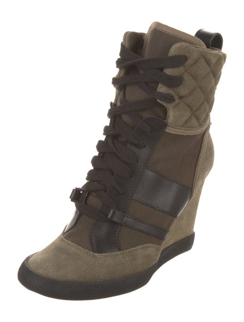 Chloé Suede Colorblock Pattern Lace-Up Boots