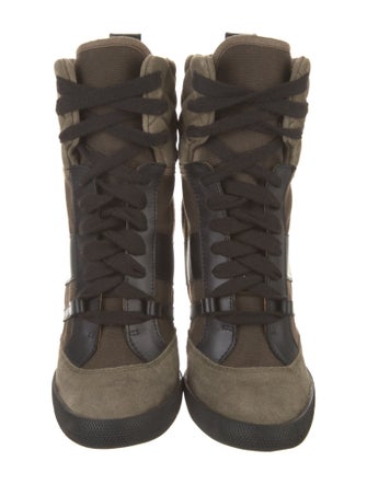 Chloé Suede Colorblock Pattern Lace-Up Boots