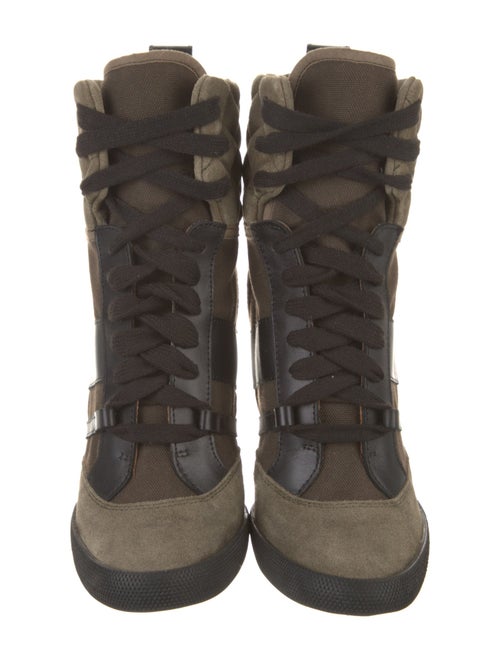 Chloé Suede Colorblock Pattern Lace-Up Boots