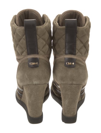 Chloé Suede Colorblock Pattern Lace-Up Boots