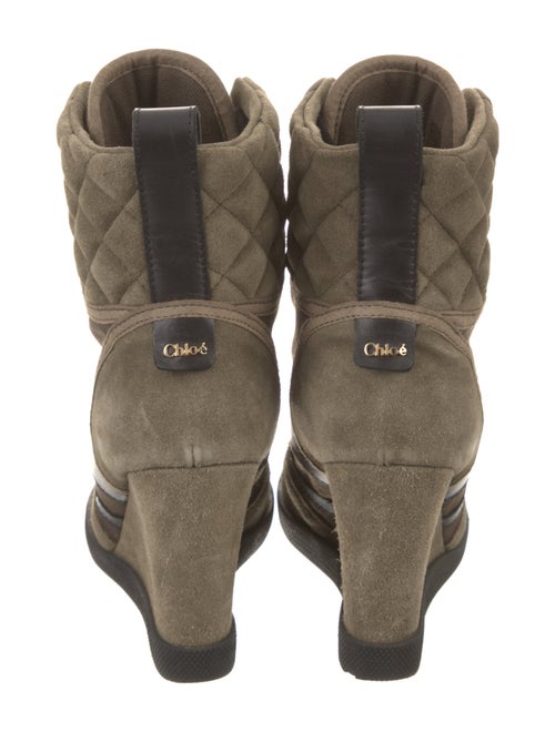 Chloé Suede Colorblock Pattern Lace-Up Boots