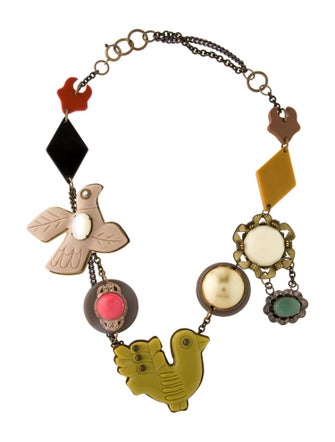 Chloé Mother Of Pearl,Crystal & Resin Collar Necklace