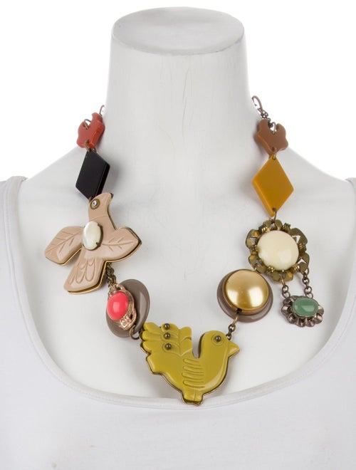 Chloé Mother Of Pearl,Crystal & Resin Collar Necklace