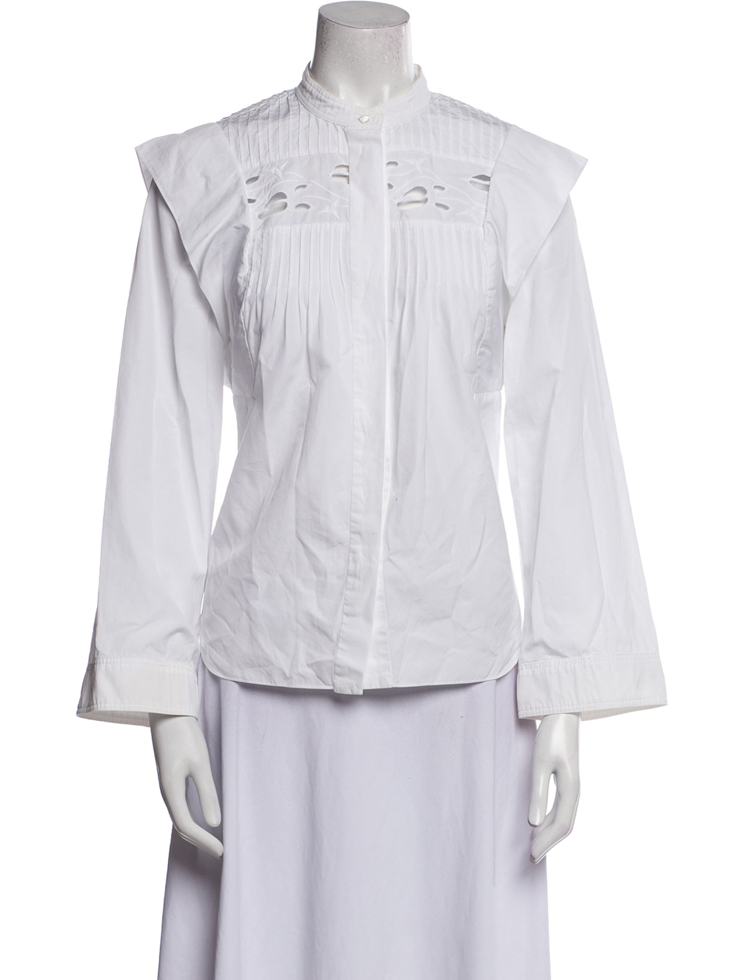 Chloé Mock Neck Long Sleeve Button-Up Top