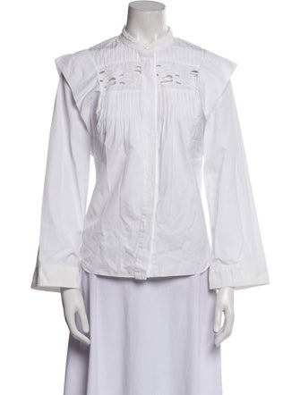 Chloé Mock Neck Long Sleeve Button-Up Top