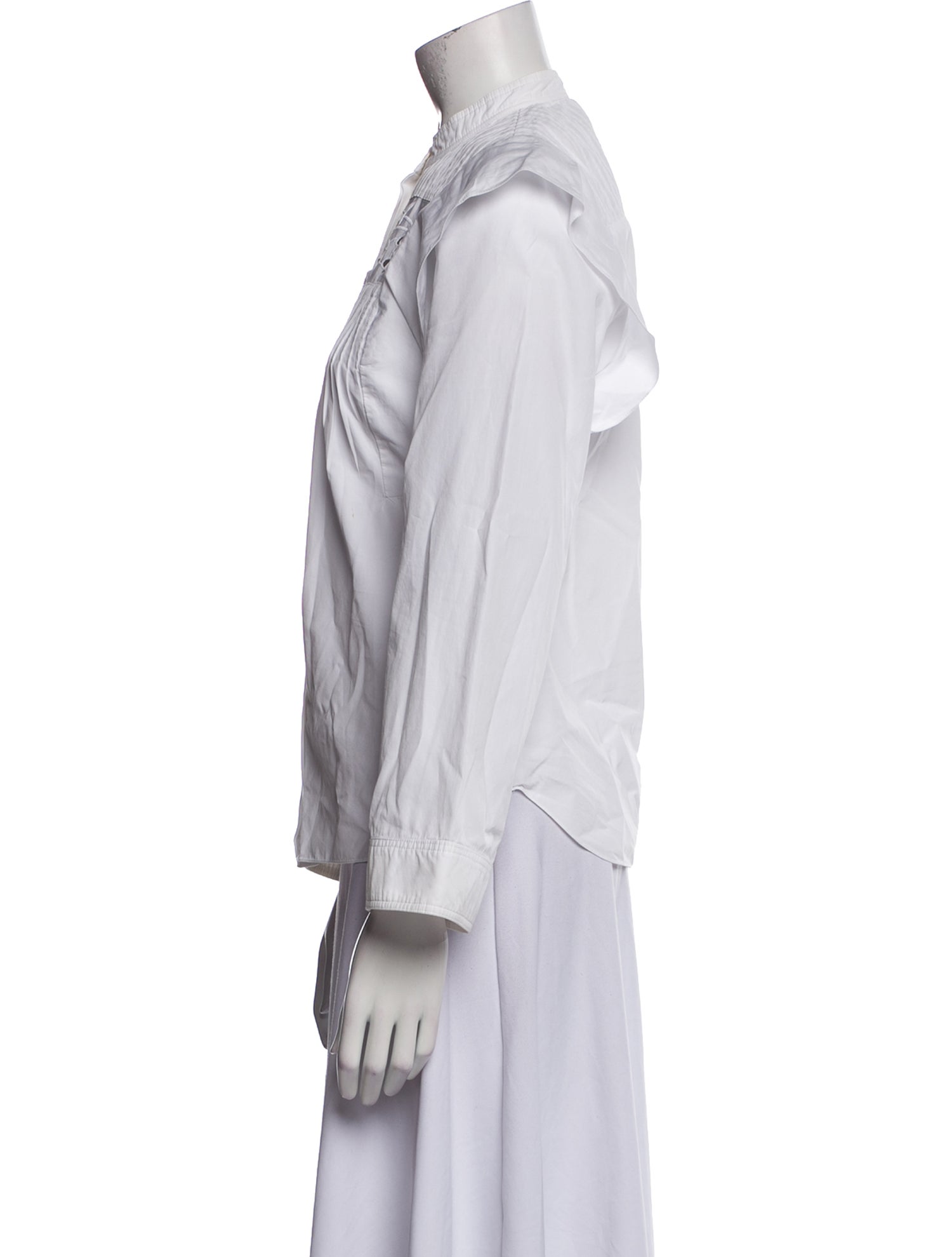 Chloé Mock Neck Long Sleeve Button-Up Top