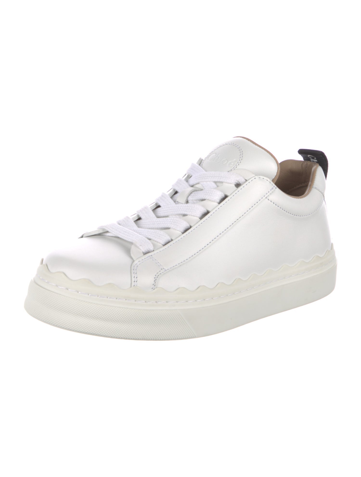 Chloé Leather Scalloped Accent Sneakers