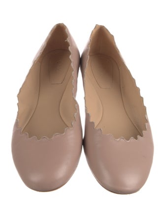 Chloé Leather Scalloped Accent Ballet Flats