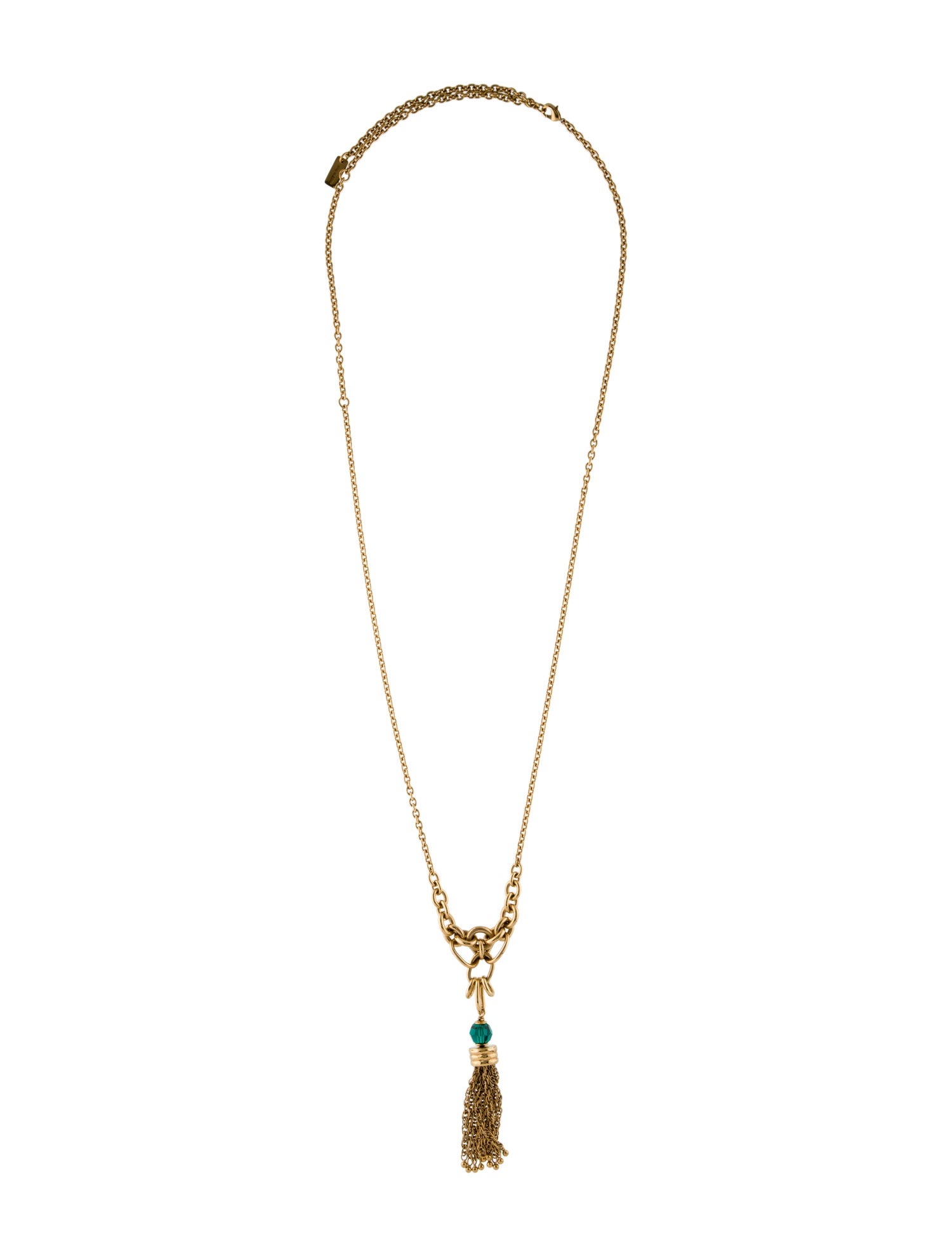 Chloé Crystal Pompoms Tassel Lavalier Necklace