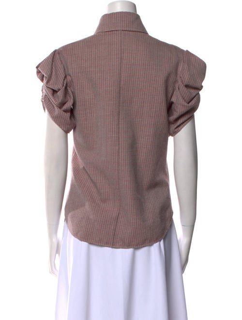 Chloé Virgin Wool Plaid Print Button-Up Top