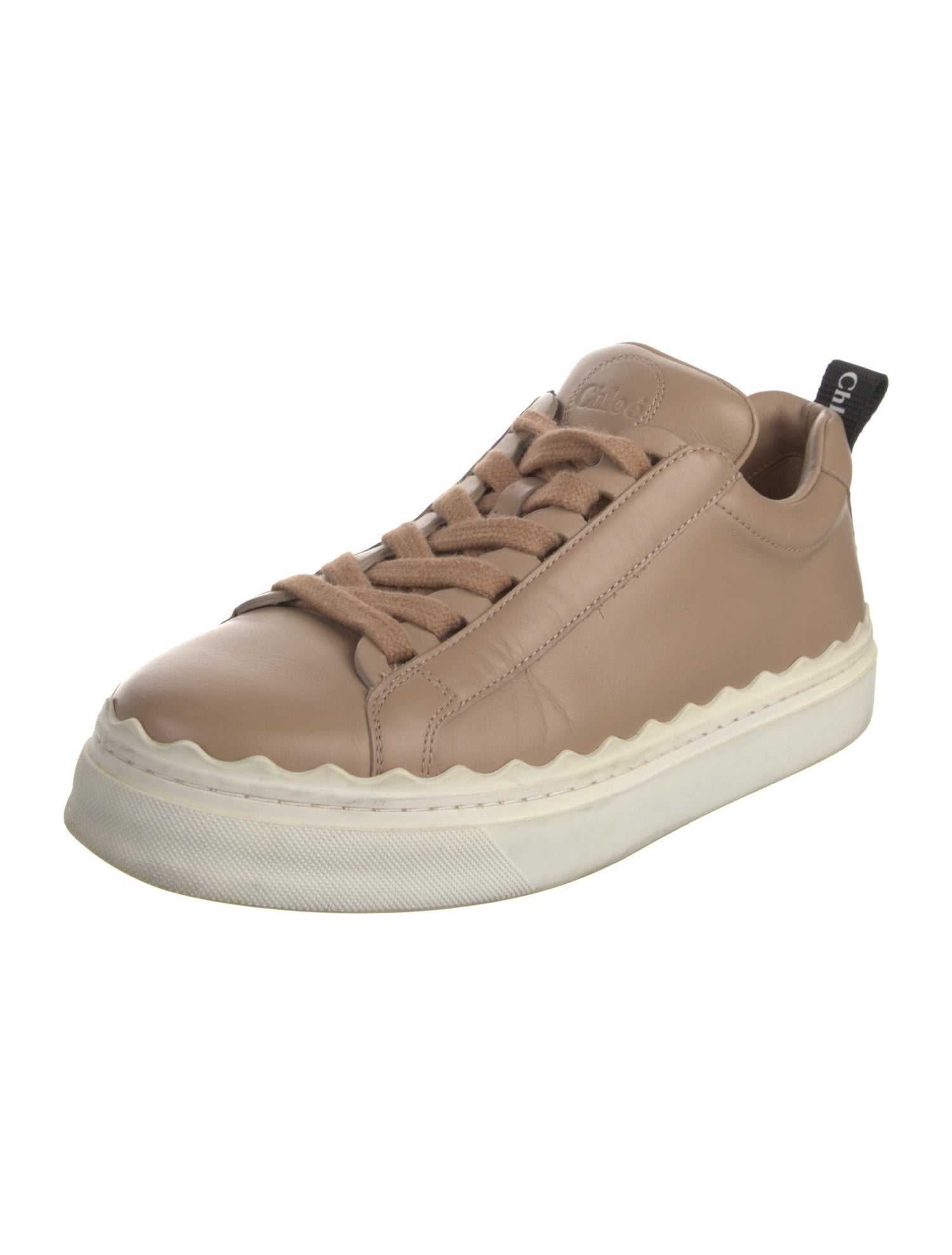 Chloé Leather Scalloped Accent Sneakers