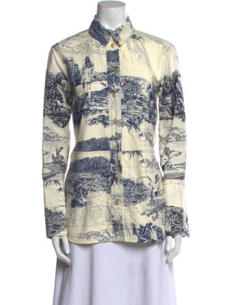 Chloé Printed Long Sleeve Button-Up Top