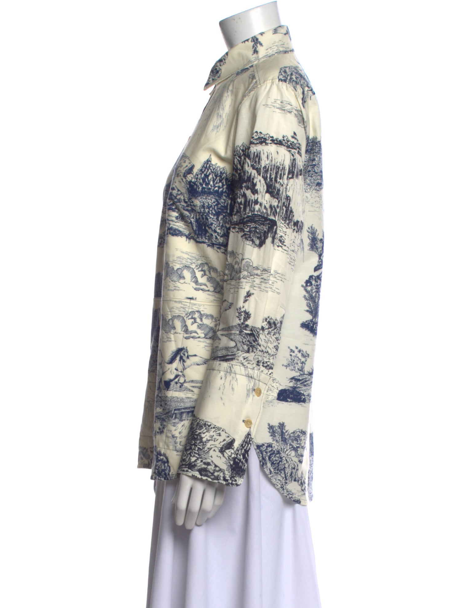 Chloé Printed Long Sleeve Button-Up Top