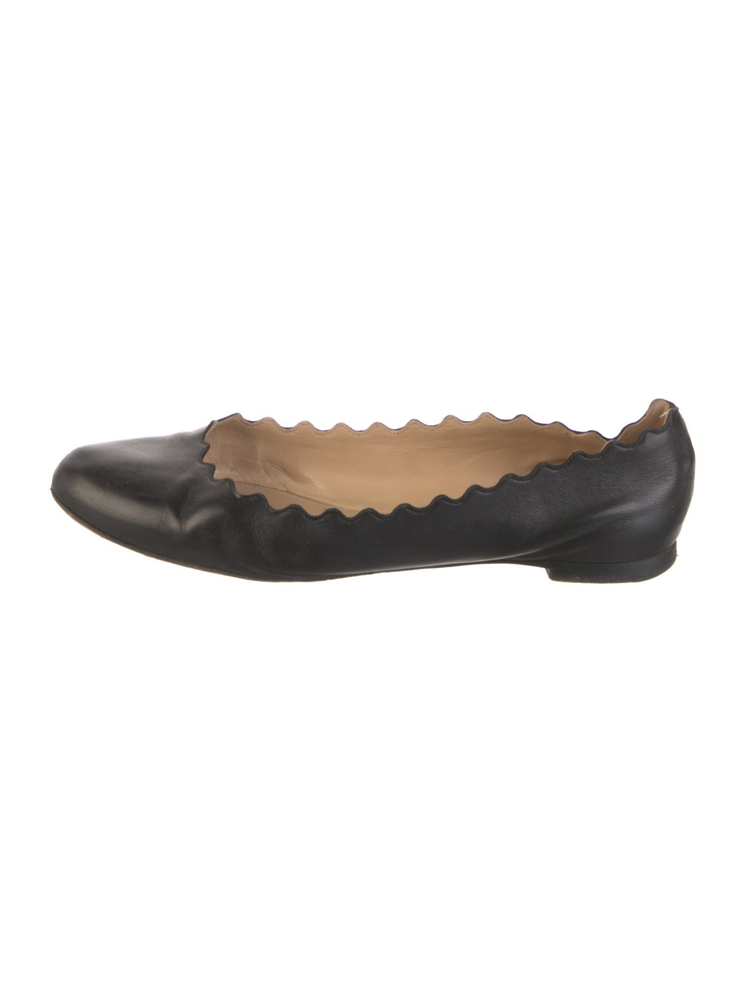 Chloé Leather Scalloped Accent Ballet Flats