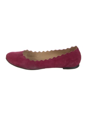 Chloé Suede Scalloped Accent Ballet Flats