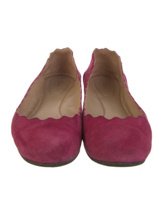 Chloé Suede Scalloped Accent Ballet Flats