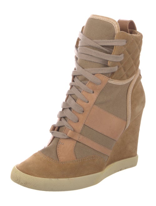 Chloé Suede Colorblock Pattern Lace-Up Boots