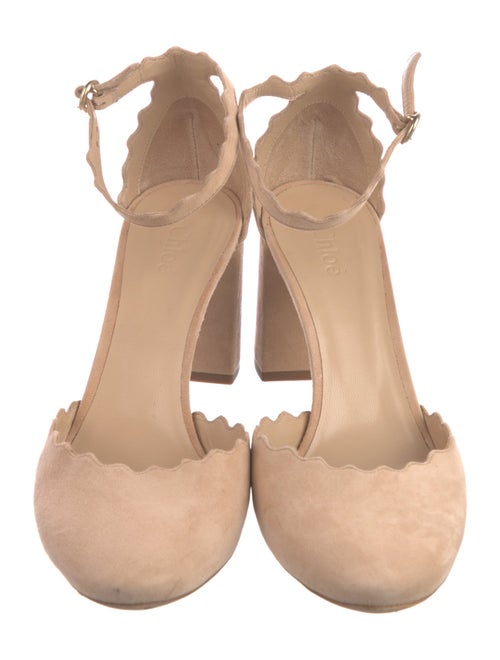 Chloé Suede Scalloped Accent D'Orsay Pumps