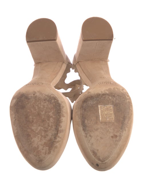 Chloé Suede Scalloped Accent D'Orsay Pumps