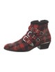 Chloé Wool Plaid Print Western Boots