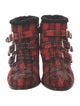 Chloé Wool Plaid Print Western Boots