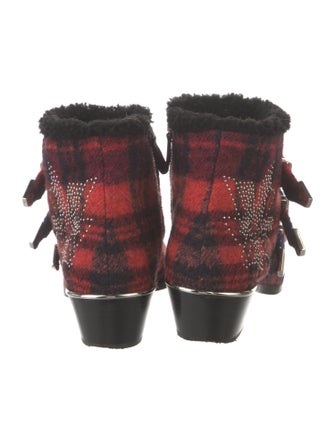Chloé Wool Plaid Print Western Boots