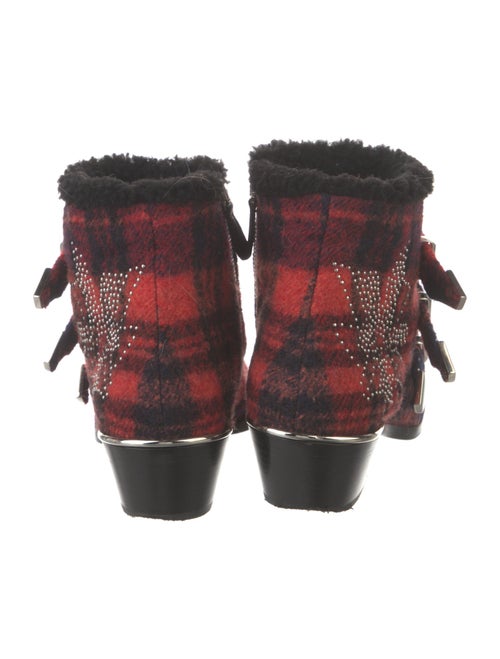 Chloé Wool Plaid Print Western Boots