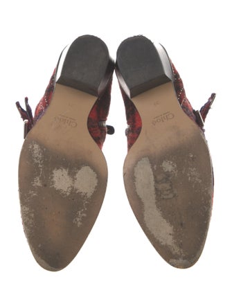 Chloé Wool Plaid Print Western Boots