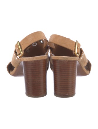 Chloé Suede Scalloped Accent Slingback Sandals