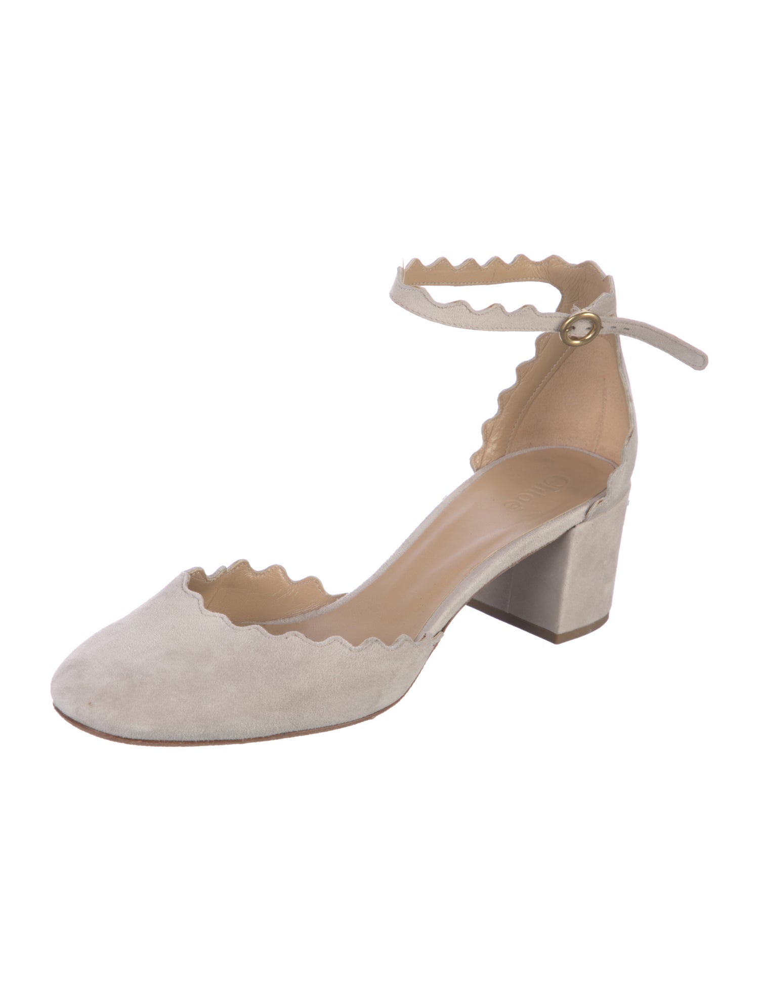 Chloé Suede Scalloped Accent D'Orsay Pumps