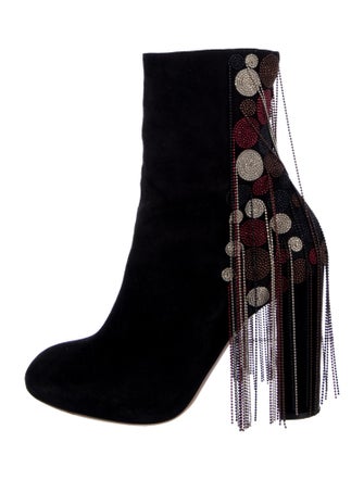 Chloé Suede Beaded Accents Combat Boots