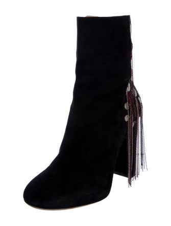 Chloé Suede Beaded Accents Combat Boots