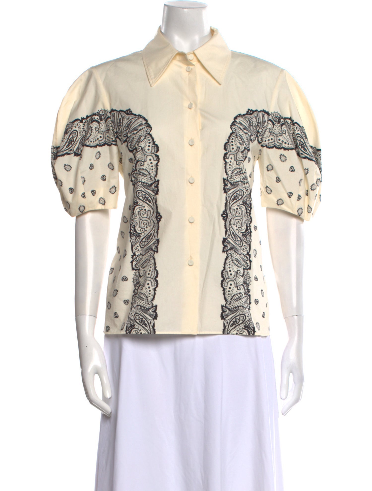 Chloé Printed Short Sleeve Button-Up Top