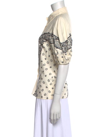 Chloé Printed Short Sleeve Button-Up Top