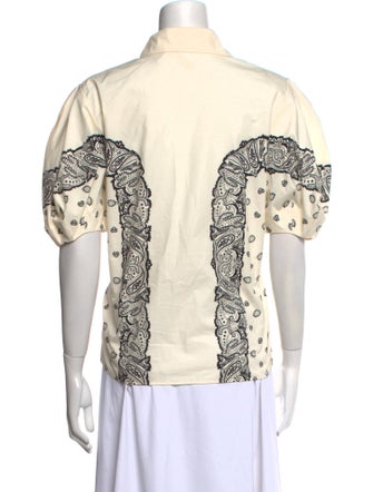 Chloé Printed Short Sleeve Button-Up Top