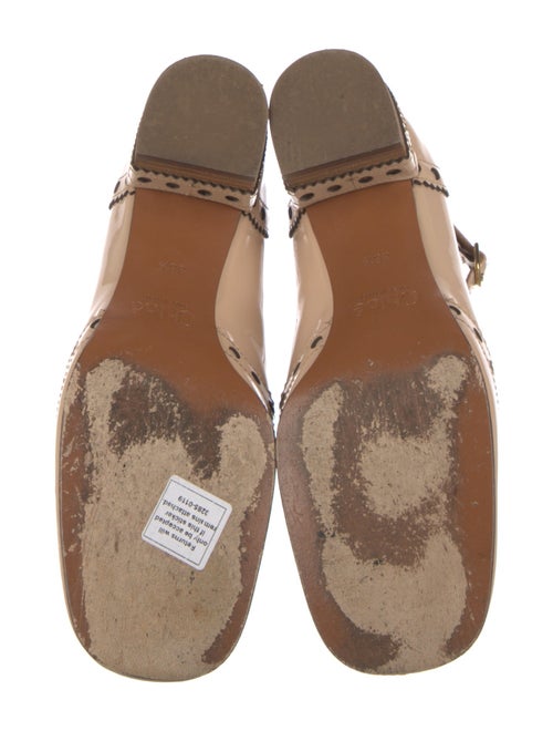 Chloé Patent Leather Lasercut Accents T-Strap Pumps