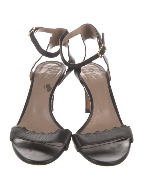 Chloé Leather Scalloped Accent Sandals
