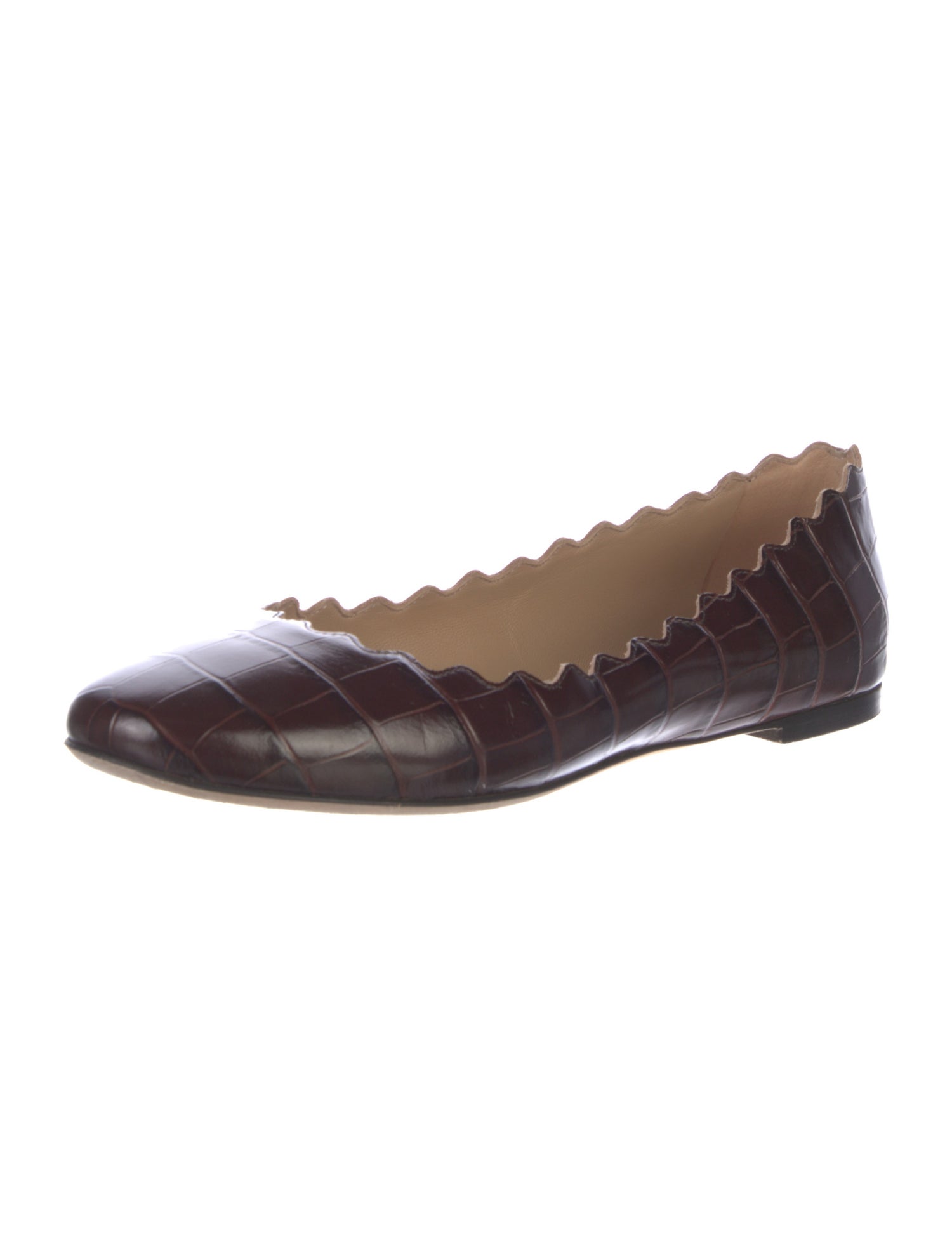 Chloé Leather Scalloped Accent Ballet Flats