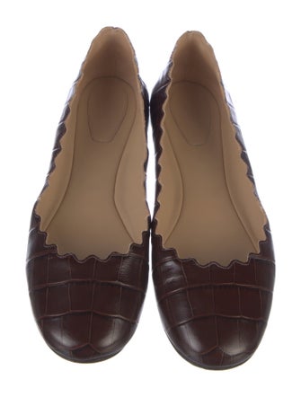 Chloé Leather Scalloped Accent Ballet Flats