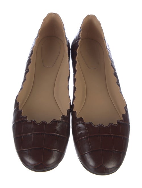 Chloé Leather Scalloped Accent Ballet Flats