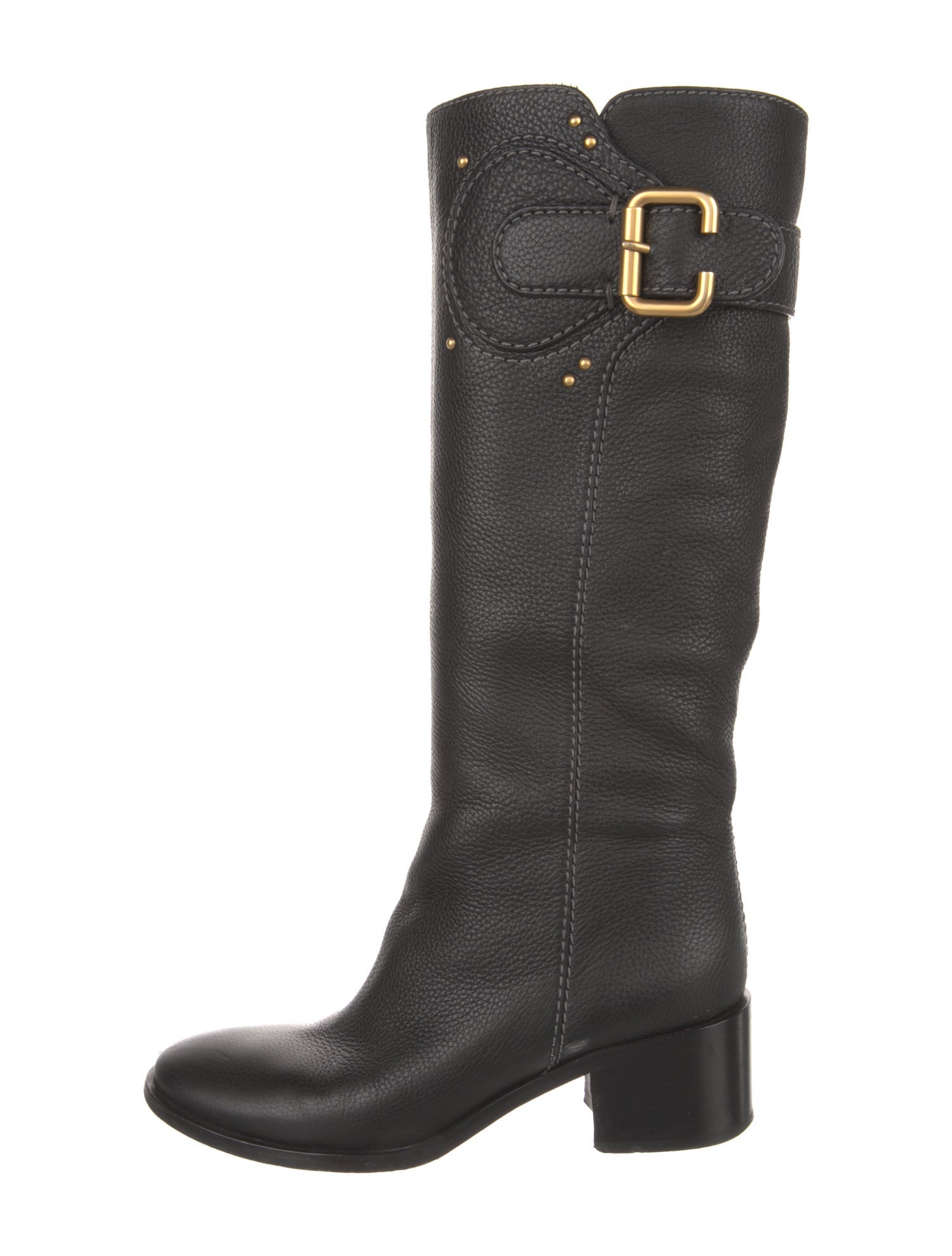 Chloé Leather Studded Accents Riding Boots