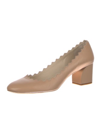 Chloé Leather Scalloped Accent Pumps