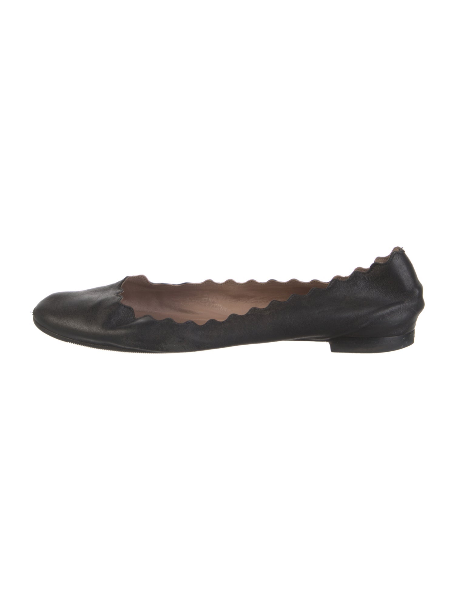 Chloé Leather Scalloped Accent Ballet Flats