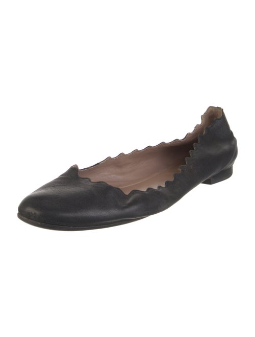 Chloé Leather Scalloped Accent Ballet Flats