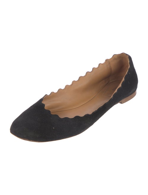 Chloé Suede Scalloped Accent Ballet Flats