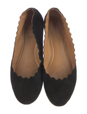 Chloé Suede Scalloped Accent Ballet Flats