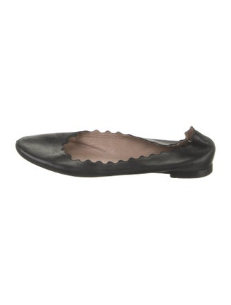 Chloé Leather Scalloped Accent Ballet Flats