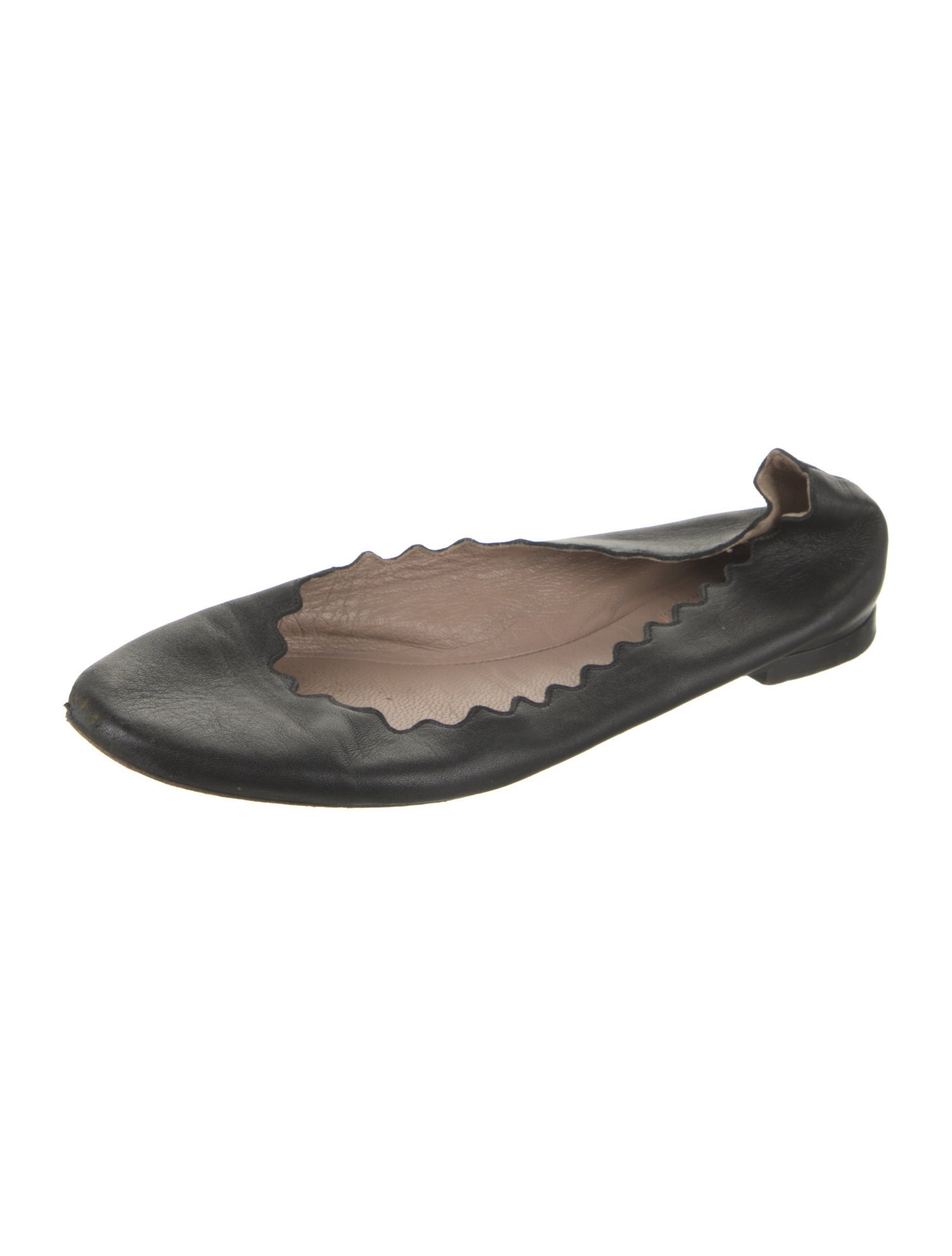 Chloé Leather Scalloped Accent Ballet Flats